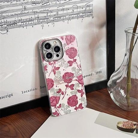 CUTECASE 薔薇柄 お母さんにバラを iPhone15/15proケース キラキラレンズ iPhone14/13pro/12ケース おしゃれ きれいCM4018