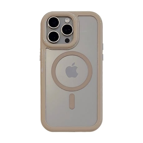 CUTECASE淡色MagSafe対応 iPhone15/15Proケース ホワイト ブラウン アイフォン14/13Pro/12カバー 頑丈 黄ばまない トレンド感 CM3734
