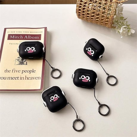 CUTECASE可愛い顔 Airpods4ケース スタンド付 AirpodsPro2ケース airpods3/2カバー リング付 耐久性ある CM5292