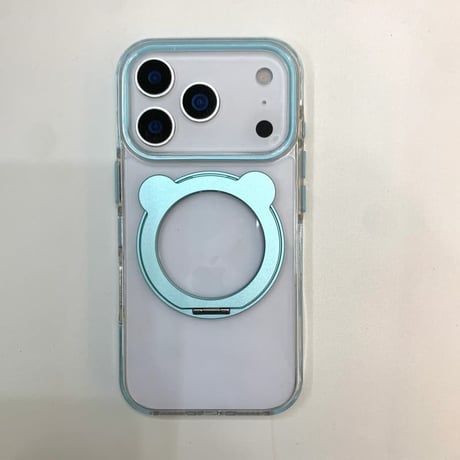 CUTECASE 熊耳付リングスタンド iPhone17PromaxケースMagSafe対応 透明 iPhone16Pro/15/14ProMaxケース シンプル風 高品質CM6248