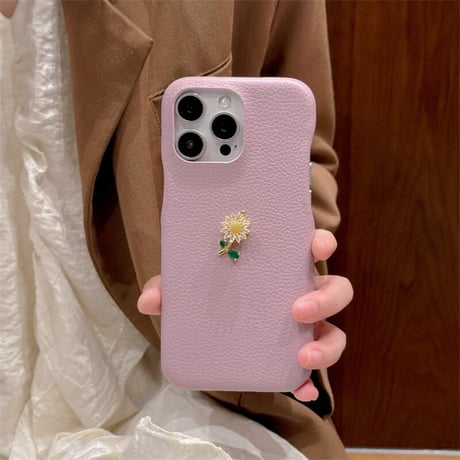 CUTECASE回転可花デコ iPhone16pro/16ケース レザー iPhone15pro/14/13promaxカバー 上品高品質 エレガント CM5413