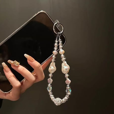 CUTECASE宝石/ダイヤ iPhone16ストラップ 高級感 キラキラチャーム 女子力アップ 大人可愛い iphone、Google Pixe、AQUOS、Galaxyなど全種類対応 CM4725