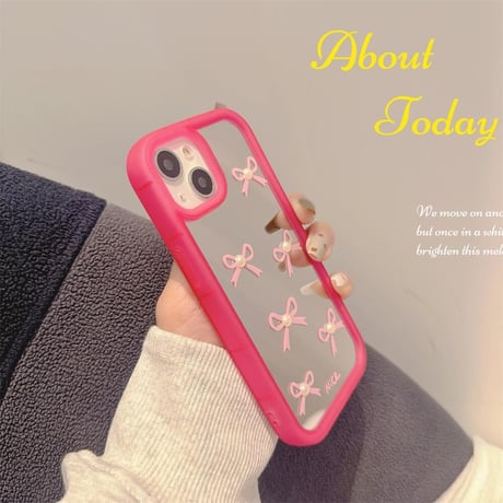 CUTECASE ちょうネクタイミラーiPhone15/15proケース ストラップ付 iPhone14/13pro/12ケース レンズフイルム付 丈夫C6025