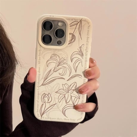 CUTECASE ゆり 花柄 iPhone16Pro/16ケース 高級感 iPhone15Pro/14Promax/13/12カバー エレガント 指紋防止 大人女子必見 CM4825
