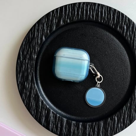 CUTECASE グラデーションブルーカラー Airpods Pro3ケース 光沢感 Airpods 4/3カバーケース AirpodsPro2/1 キーホルダー付き お洒落 CM6163
