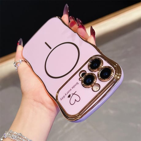 CUTECASEうねうねライン iPhone16e/16proケース Magsafe対応 ハート柄 iPhone15pro/14/13/12カバー 頑丈 涼しい感じ 人気CM5359