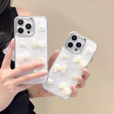 CUTECASE リボン アイフォン15Pro/15ケース エレガント iPhone14promax/13/12proケース トレンドファッションCM4445