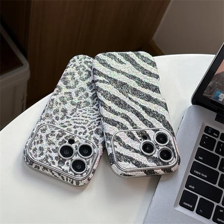 CUTECASE アニマル柄 iPhone17Pro/17ケース ヒョウ柄/ゼブラ柄 iPhone16Promax/15proカバー キラキララメ 秋冬コーデにおすすめ CM5649