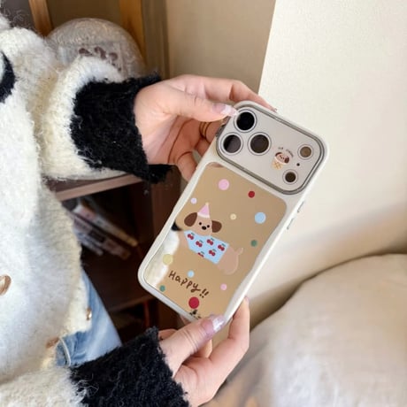 CUTECASE 犬ちゃんミラー iPhone17Pro/17Promaxケース カメラ保護 iPhone16Pro/15Pro/14カバー 可愛い 女子に人気アイテム 頑丈 CM5941