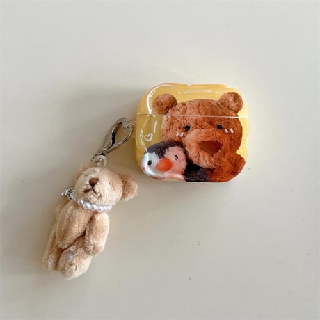 CUTECASE熊/ペンギン Airpods 4ケース クマちゃんぬいぐるみ Airpods3/2カバー Airpodspro2/pro 可愛い ギフトにおすすCM4986
