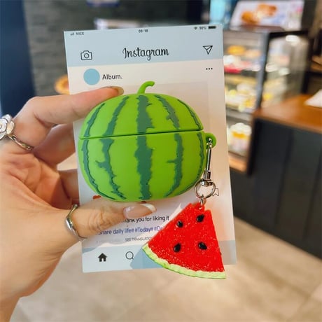 CUTECASE Airpods4 スイカ Airpodspro2/proケース 可愛い エアーポッズAirpods3/2カバー 高品質シリコン プレゼントにおすすめCM4655