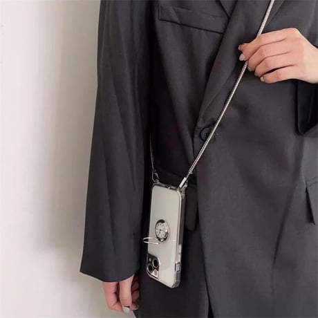 CUTECASE時計リング iPhone16/16proケース 高級感ショルダーチェーン付 iPhone15promax/14/13proカバー 透明 便利 丈夫CM5339