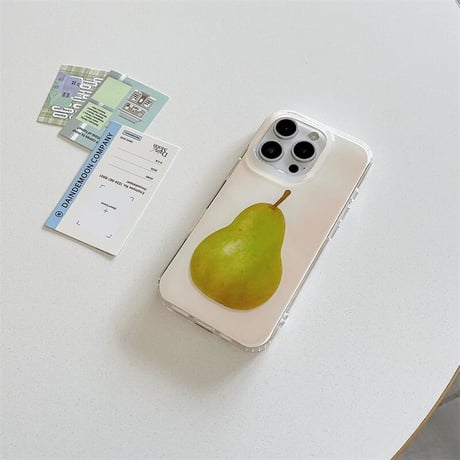 CUTECASE梨柄 iPhone16/16promaxケース 可愛い iPhone15pro/14/13proケース 涼しい感じ 丈夫 シンプル風CM5224