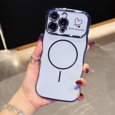 CUTECASEうねうねライン iPhone16e/16proケース Magsafe対応 ハート柄 iPhone15pro/14/13/12カバー 頑丈 涼しい感じ 人気CM5359