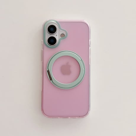 CUTECASE MagSafeリングスタンド iPhone17Promaxケース ピンクとグリーン iPhone16Pro/15Promaxケース 可愛すぎる 便利実用品 CM6481