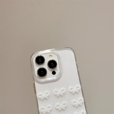 CUTECASEパールリボンデコiPhone15/15plus/15proケース キラキララメ入り クリア iPhone14/12/13proカバー 女子力UP ギフトにおすすめ CM4045