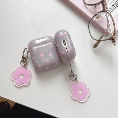 CUTECASE 韓国っぽ AirPodsPro3ケース 花柄 Airpods4/3ケース AirpodsPro2/Pro1カバー 淡色系 キーホルダー付 可愛い CM5965