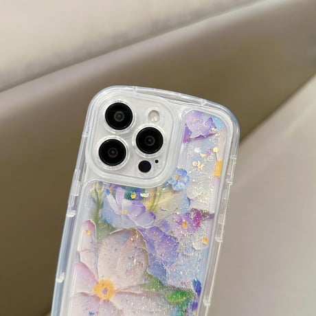 CUTECASE動くグリッター iPhone15pro/15promaxケース 花柄 綺麗iphone14/13/12proカバー クリアケース お洒落 ストレス解消CM4064