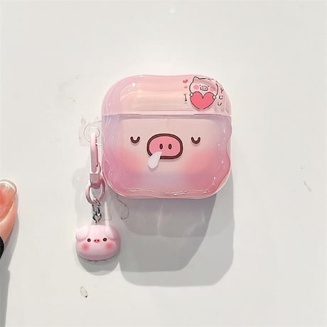 CUTECASEブタ Airpods 4ケース めっちゃ可愛い エアーポッズ3/Pro2ケース airpodsproカバー キーホルダー付 ギフトにおすすめCM5103
