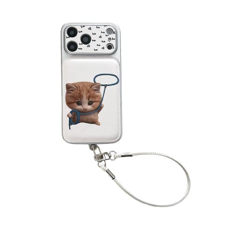 CUTECASE カップルペア iPhone17Pro/17ケース 猫/犬ちゃん iPhone16/15Pro/14ケース カメラカバー付 レザーストラップ お揃いコーデCM6031