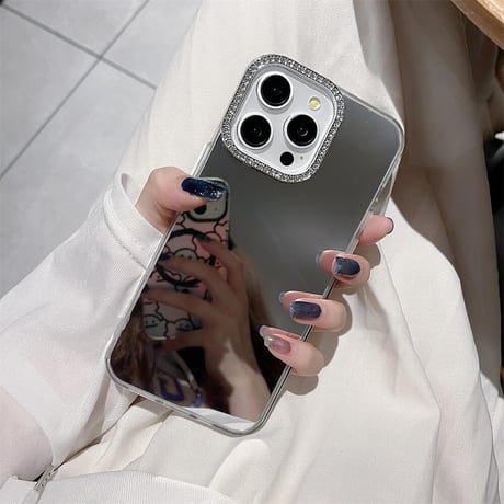 CUTECASE鏡 iPhone16pro/16カバー ジュエリーデコ iPhone14promax/13pro/12カバー メイク直し お洒落CM4577