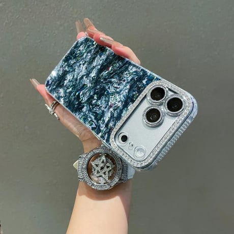 CUTECASE シェル柄 iPhone17/17Proケース ダイヤレンズカバー 美しい iPhone17ProMax/16/15ケース キラキラ感 CM6166