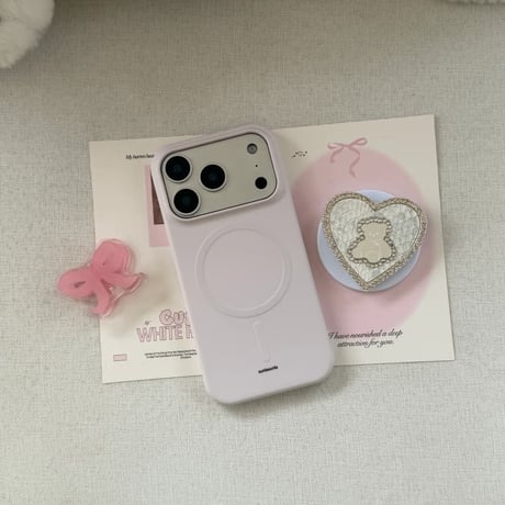 CUTECASE熊さんグリップ付 iPhone17/17Proケース MagSafe対応 iPhone17Promax/16Pro/15ケース シリコン製 丈夫 CM6119