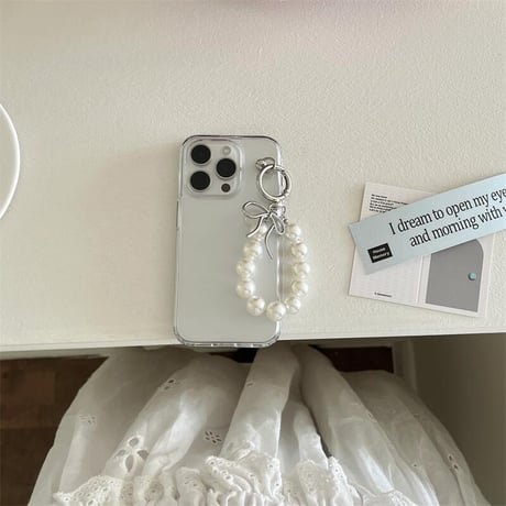 CUTECASE韓国風 iPhone16/16Proケース パールチャーム付 黄ばまないiPhone15/14pro/13Pro/12ケース おしゃれ 女子力アップ CM4831