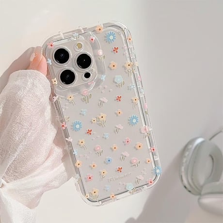 CUTECASE花柄 iPhone15/15proカバー グリップ付き iPhone14promax/13pro/12ケース 可愛い 女子力高いCM4468