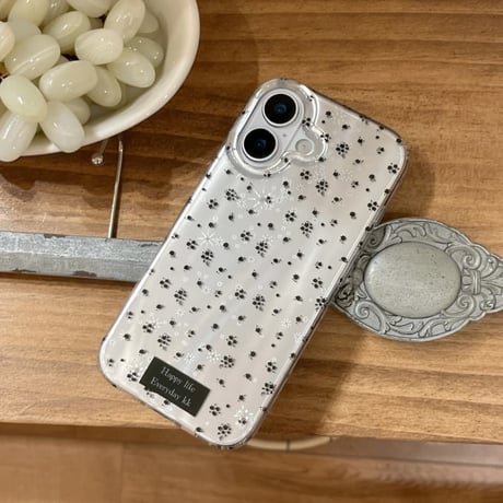 CUTECASE黒色花柄 iPhone17Pro/17ケース おしゃれキラキラ感 iPhone16Pro/15ケース 存在感あるCM6351