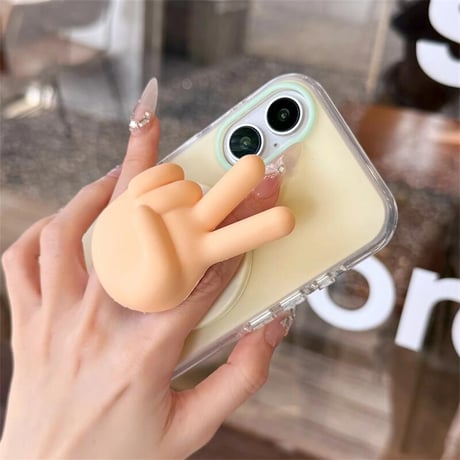 CUTECASE 指ハート/ ピースサイン スマホグリップ スタンド マグネット式タイプ 可愛い 丈夫 ギフトに最適CM5461