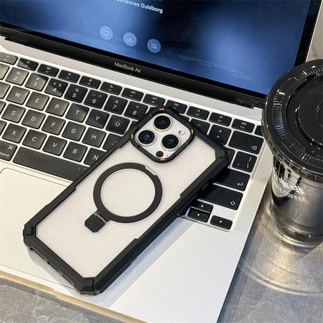CUTECASE耐衝撃頑丈 iPhone16Promax/16Eケース Magsafe対応リングスタンド iPhone15/14/13proカバー レンズフィルム付 指紋防止 CM5422