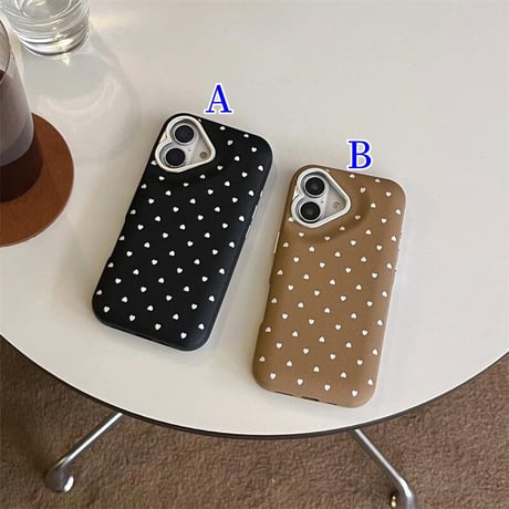 CUTECASEハート柄 iPhone16/16Proケース 皮っぽい iPhone15Pro/14/13カバー おしゃれ 女子力高い 耐久性あるCM4786