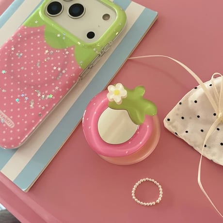 CUTECASE ストーベリーミラーグリップ iPhone17pro/17ケース MagSafe対応 iPhone16pro/15ケース 美味しそう 可愛いCM6006