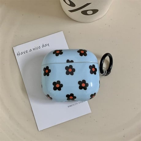 CUTECASE韓国風 Airpods4ケース 花柄 AirpodsPro2ケース airpods3/2ケース 花バックチャーム付 シックCM5477