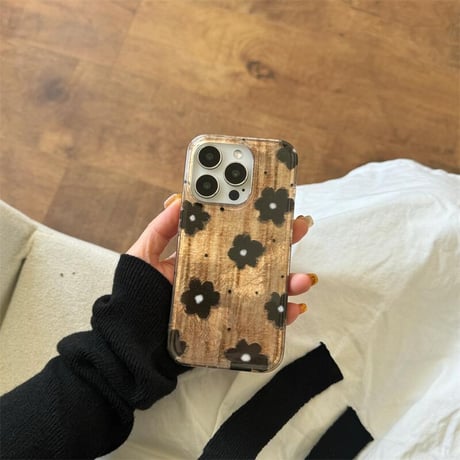 CUTECASE花柄 iPhone16/16Proケース シックなストラップ iPhone15プロ/14/13proカバー 秋冬に流行 トレンドファッション CM4871