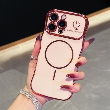 CUTECASEうねうねライン iPhone16e/16proケース Magsafe対応 ハート柄 iPhone15pro/14/13/12カバー 頑丈 涼しい感じ 人気CM5359