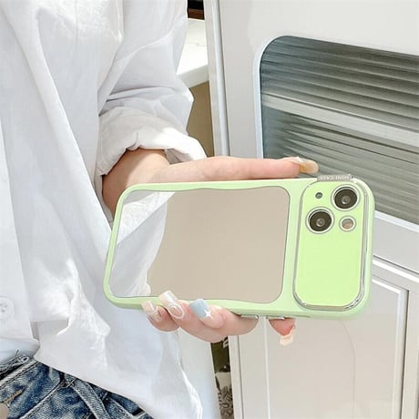 CUTECASE 鏡付 iPhone15/15プロケース 淡色系 iPhone14pro/13pro/12カバー 可愛い 夏コーデにおすすめCM4328