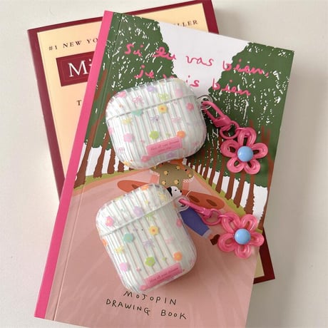 CUTECASE花 Airpods４ケース 春夏向け Airpods3/Pro2ケース airpodsproカバー 大人可愛い 花キーチェーン付 ギフトにピッタリCM5169