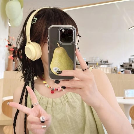 CUTECASE 梨柄 iPhone16pro/16ケース 丈夫 iPhone15pro/14/13promaxカバー 黄ばまない透明ケース 大人可愛い CM5529