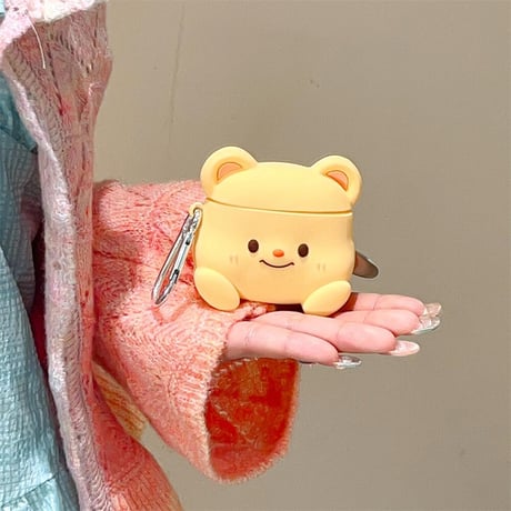 CUTECASE熊ちゃん Airpods3/pro2ケース かわいいシリコン Airpods2/proカバー リング付 可愛い ギフトに最適CM4411