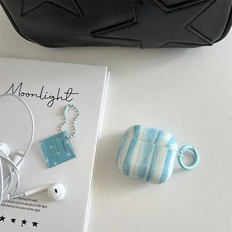 CUTECASEストライプ柄 Airpods4ケース シック Airpods3/Pro2ケース airpodspro2カバー リング/キーチェーン ギフトにおすすめCM5500