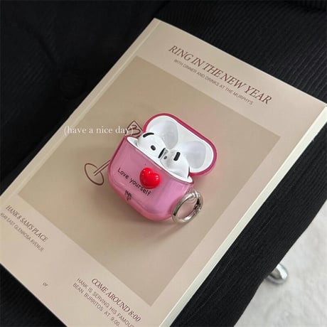 CUTECASEハートデコ Airpods4ケース Love yourself AirpodsPro2ケース airpods3/2ケース エレガント ピンクCM5472
