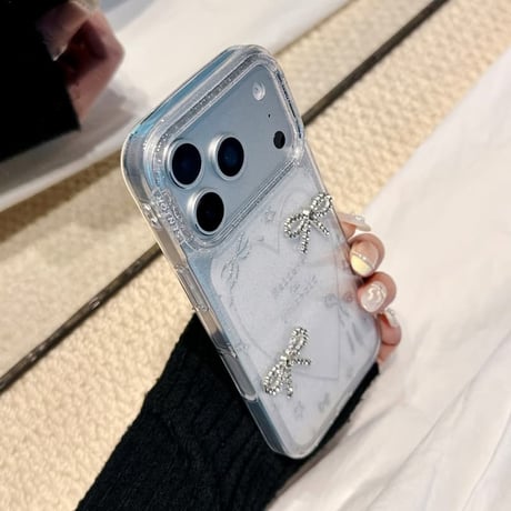 CUTECASE ガールズに人気 iPhone17Pro/17ケース ジュエリーリボン キラキラ iPhone17ProMax/16Pro/15カバー オシャレ 可愛い CM5935