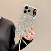 CUTECASE キラキラグリッター iPhone17/17proケース カメラ保護カバー付 iPhone17promax/16/15Proカバー レザーストラップ 高級感CM5815