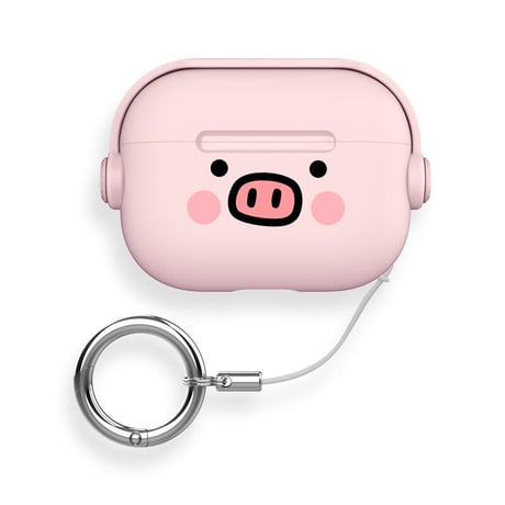 CUTECASEスタンド付 Airpods4カバー ピンク豚 AirpodsPro2ケース airpods3/2カバー リング付 可愛い 頑丈人気 CM5289