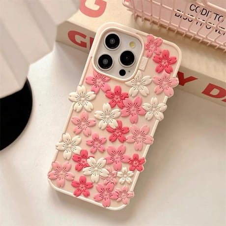 CUTECASE 桜花 iPhone16pro/16ケース ピンク iPhone15pro/14/13promaxカバー 大人可愛い 丈夫 女子力高いCM5288
