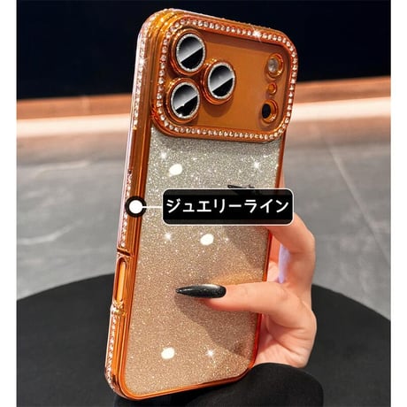 CUTECASE 高級感 iPhone17Pro/17Promaxケース キラキラジュエリー iPhone17/17Airカバー オシャレ綺麗 レンズフィルム付き CM5677