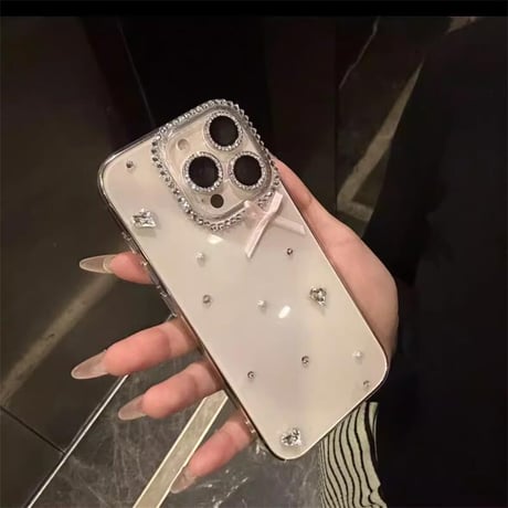 CUTECASEハンドメイド iPhone16pro/16ケース ダイヤ/ジュエリー iPhone15plus/14/13pro/12カバー 大人可愛い シックCM5474
