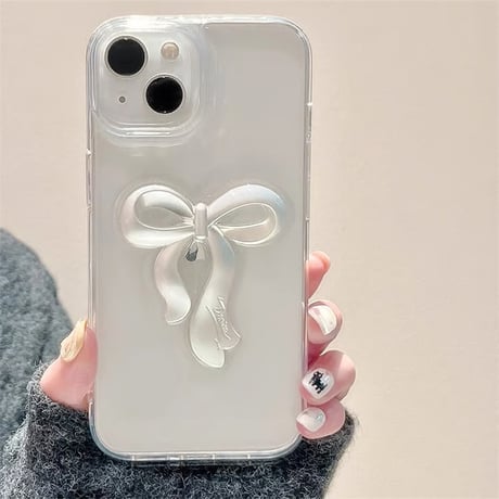 CUTECASEリボン 透明iPhone15/15proケース 可愛い iphone14/13/12proカバー 女子力アップ 可愛い 使いやすいCM3971